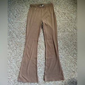 Brown ribbed flare pants